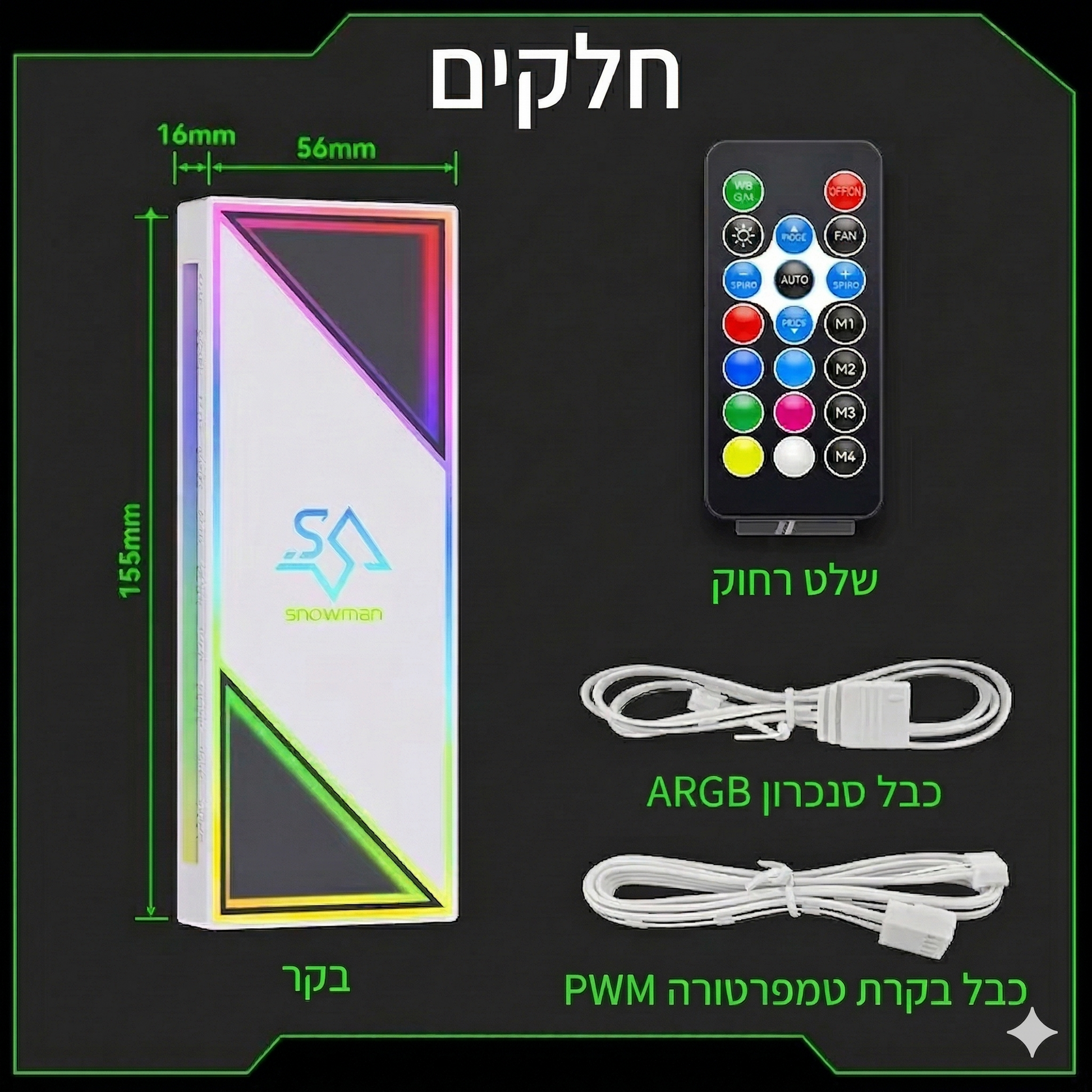 רשימת חלקים בקר ARGB 12 מאווררים